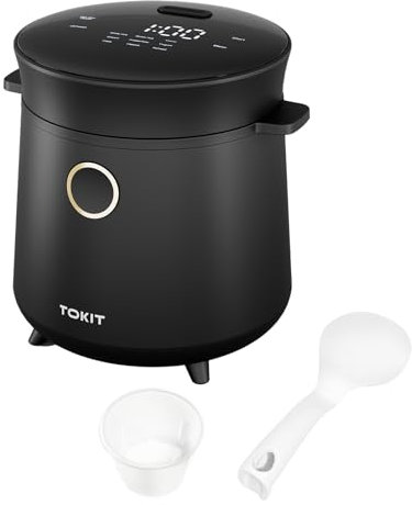 TOKIT Mini arrocera de 1,5 L, control inteligente, cocción rápida, revestimiento antiadherente, compacto y ligero, ideal para hogares pequeños, arroz, gachas y mucho más