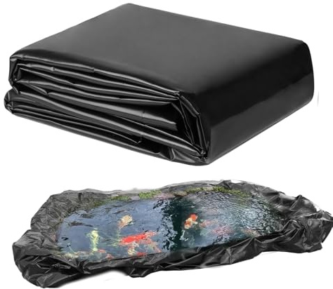 TezhiIe Teichfolie LDPE schwarz, langlebig, faltbar & reißfest Fischteichfolie, 79“x157 Teichfolien Schwerlast für Fischteich, Wasserfall, Koi Teiche, 0,5 mm/20 Mil Dicke (2 * 4)