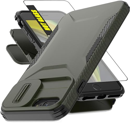 AWZHYDT for iPhone 8 Plus,iPhone 7 Plus Case,with 1 HD Screen Protector & Slide Camera Cover[Military-Grade]Phone Case Heavy Duty Rugged Shockproof Protective Cover for iPhone 8 /7Plus 5.5-Pine Green