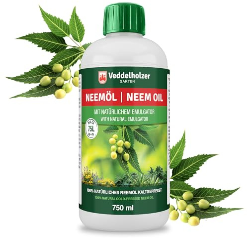 Veddelholzer 750 ml Premium kaltgepresstes 100% natürliches Neemöl mit natürlichem Emulgator natürliche Pflanzenpflege für drinnen & draußen