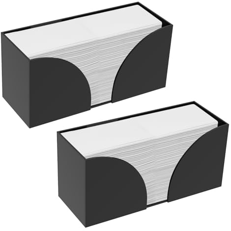Portatovaglioli, 2 dispenser di tovaglioli in acrilico, 27,5 x 10,5 x 12,7 cm, nero per piano di lavoro, dispenser di carta rustico per cucina, sala da pranzo, esterni