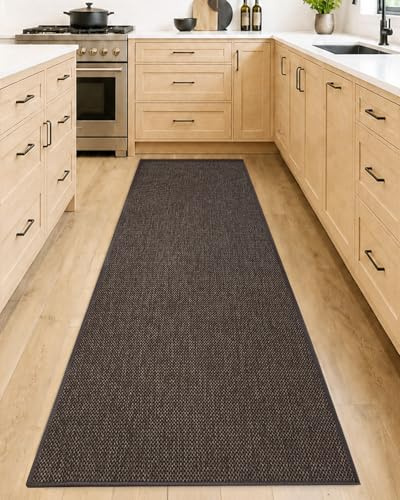 COLOR&GEOMETRY 65x240cm Küchenteppiche rutschfeste Waschbar, Braun | 4mm Dünne Gewebe Gummi Gestützt Runner Teppich, Absorbierende Leicht zu Reinigen Fußbodenmatten für vor dem Waschbecken, Flur