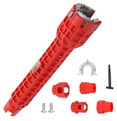 xlwen Llave de Cocina 14 en 1,Llave Multifunción Para Lavabo,Llave de Tuberia de Agua para Fregadero para Baño/Inodoro/Lavabos/Fontanería de Cocina(Rojo)