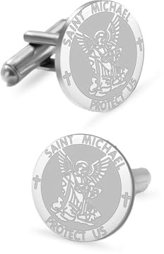 Saint Michael Manschettenknöpfe Edelstahl Erzengel Amulett St. Michael Manschettenknöpfe Schutz Schmuck für Männer geeignet für verschiedene Anlässe