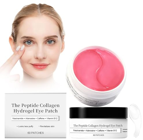 NHPY Pink Peptide Collagen Hydrogel Augenpads Mit Koffein Gegen Augenringe,Vermindert Das Volumen Von Tränensäcken Und Schwellungen,Anti-Falten Eye Pads,60 Stück