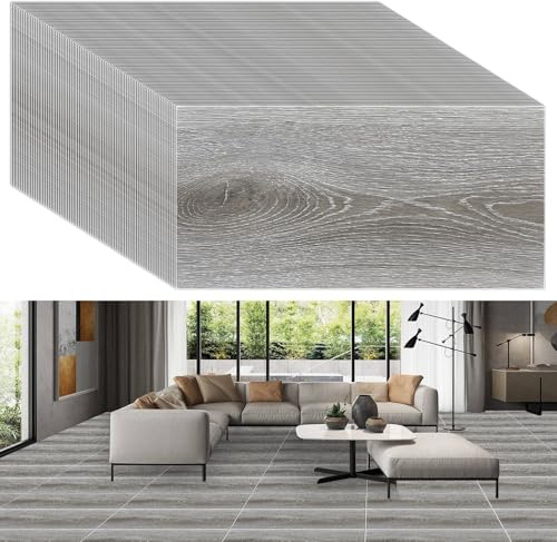 JMIATRY 80 Pack Peel and Stick Vinyl Floor Tiles, Self Adhesive Waterproof Flooring Tiles, 300 x 150 x 1.5 mm Anti-Slip DIY Floor Covering for Bathroom, Kitchen, Bedroom（3.6 m²/38.75 sqft）