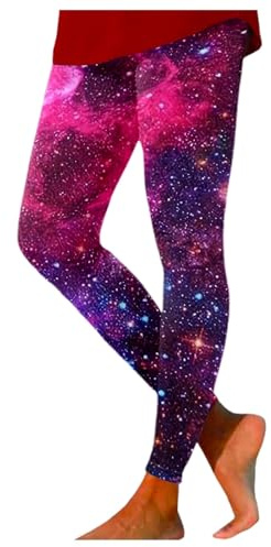 NaLatia Kostüm Galaxy Damen Leggings Damen Mit Muster Galaxy Leggings Damen Hohe Taille Galaxy Kostüm Damen Bedruckte Bunte Leggings Yoga Hose Stretchy Yogahose Render Hosen Frauen Planeten