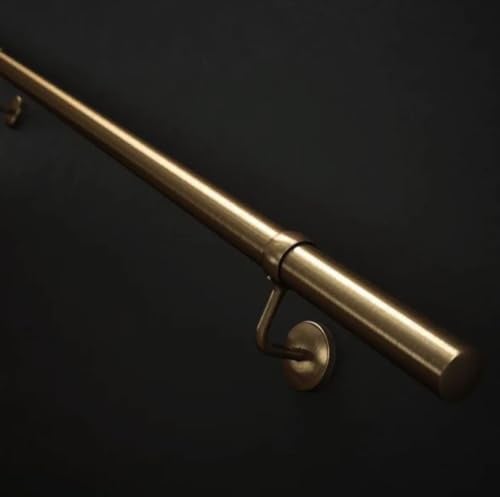 Forgeworks Stainless Steel Stair Handrail Kit, 1.2m, Antique Brass, Gold | No drilling required to assemble the rails; includes all parts in one box and offers a FIRA-tested indoor safety grip.