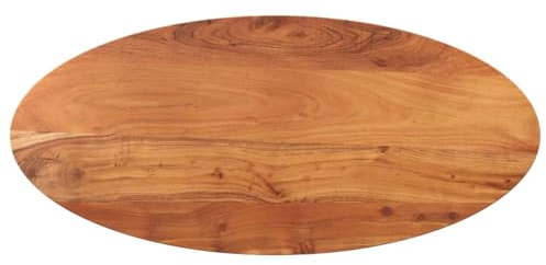 Teenpull Oval Solid Acacia Wood Table Top 100x40x3.8 cm, Natural Finish Replacement Desk Top, Durable Workbench Surface for Dining or Commercial Use