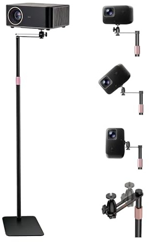 AmoreTempo Beamer Ständer höhenverstellbar Bodenständer Projektor Halterung | Projektor Ständer L-Form, 360° schwenkbar.90.5 bis 136.5cm,Ideal für Heimkino,Spielzimmer & Büro.Stabile Konstruktion