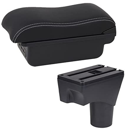 Braccioli per Auto Bracciolo per Auto per Nissan per March per Micra K13 per Sunny Vano portaoggetti Bracciolo Console Centrale 2011-2016(B3 Nero Bianco 3USB)