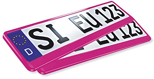 2x ERUSTAR Think Pink! Kennzeichenhalter, pink Kennzeichenunterleger
