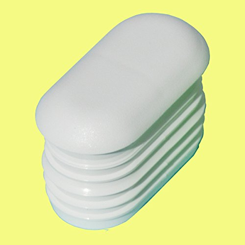 4 Stück Original Dekaform Fußstopfen G-101-38x20x1,5 Stopfen Kunststoff Gleiter - Stuhlgleiter für Flach-Ovale Rohre Bürostuhl Gartenstuhl Stahlrohrmöbel* Farbe variabel (Weiß)