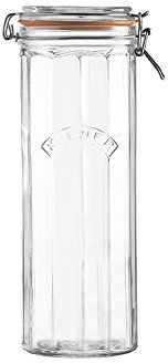 Facetted Glass Clip Top Spaghetti Pasta Rice Flour Dry Food Storage Jar 2.2 Litre