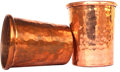De Kulture Handmade Pure Solid Copper Shot Glass Cup Tumbler Drinkware for Milk Water Ice Coffee Ice Tea, 2.5x 3.0 (DH) Inches, Set of 2, 50 ml