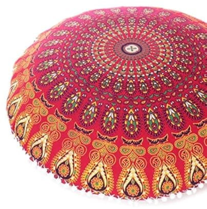 Eyes of India Boden-Meditationskissenbezug Mandala ca. 81 cm Deko-Hippie-Bohemian-Boho-Indien, Puff, Ottoman/Hocker Red #1