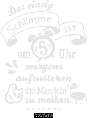CLICKANDPRINT Aufkleber » Vegane Probleme - Mandeln melken, 320x44,9cm, Glasdekor Silber grob (Raureif- und Sandstrahleffekt) • Dekoaufkleber/Autoaufkleber/Sticker/Decal/Vinyl