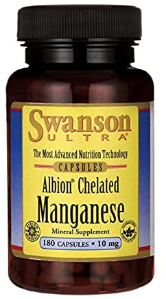 Swanson Albion Chelated Manganese 10 Milligrams 180 Capsules