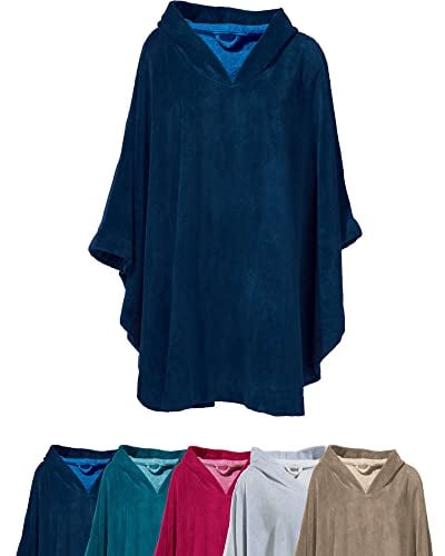 Erwin Müller Damen - Herren - Surf-Poncho - mit Kapuze - Badetuch - Umkleide-Hilfe - Velours-Frottier Marine Größe ca. 110 cm