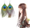 PPX Indianer kopfschmuck Feder Stirnband + 2 Ohrringe Damen Boho Haarschmuck mit Handgewebte Quasten Pfauenfeder Holzperle Einstellbar Haarband Kopfschmuck Federschmuck