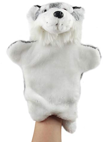 Larcele Niedlichen Plüsch Handpuppe weichen Stofftier Spielzeug (SO-19 Grau Wolf)