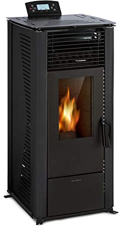 Waldbeck Energiewende - Stufa a Pellet, 5/10 kW, 5 Livelli di Potenza/5 Velocità, Timer, Capacità: 18kg, Consumo: 0,6-2,0 kg/h, per 60-250 m³, Stufe a Pelet, Pannello di Controllo con Display, Nero