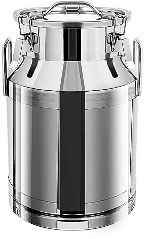 ZHFEISY Bidon de lait en acier inoxydable de 30 litres – Seau robuste pour le vin, le stockage des liquides avec couvercle hermétique en silicone intégré, facile à ouvrir et à utiliser