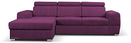 MOEBLO Ecksofa mit Schlaffunktion mit Bettkasten Sofa Couch L-Form Polstergarnitur Wohnlandschaft Polstersofa mit Ottomane Couchgranitur mit Bettfunktion - Aldo Mini (Rosa, Ecksofa Links)