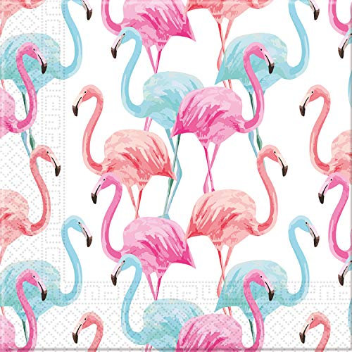 Procos 20 Serviettes en Papier Home compostable Flamants colorés 33 x 33 cm