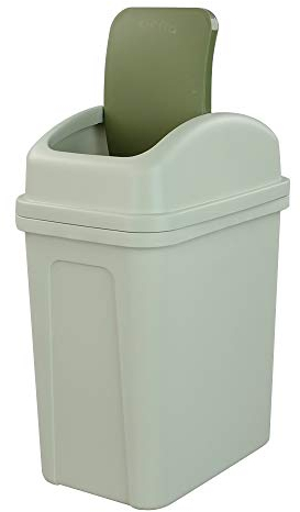 Asking Cubo de basura pequeño de 7 litros con tapa abatible, cubo de basura de plástico, gris