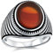 Retro Gerillte Streifen Stil Geätzte Band Rote Achat Quadratische Siegelring Für Männer Schwer .925 Sterling Silber Handgefertigt In Der Türkei