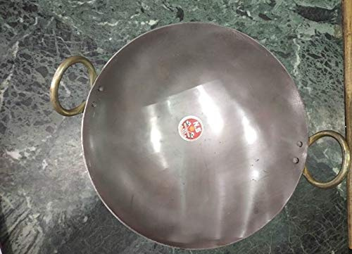 Spacetouch Traditional Indian Handmade Cast Iron Kadai Cooking Wok Cast Iron Wok Kadhai 3 Liter Cast Iron Kadhai