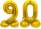 Stehende XXL-Folienballon-Set Zahl 90 in Gold als Deko für Geburtstag, Party und Jubiläum | Höhe: 72cm mit Basis | kein Ballongas notwenig | Zahlen Ballon Dekoration Folienballons
