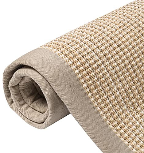 SESOUK Tapis de Salon en sisal, Chambre à Coucher de Tapis de Zone antidérapante, la Taille du Tapis de Sol tissé en Paille Peut être personnalisée(Size:140X200CM,Color:Une)