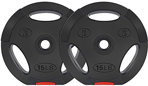 BalanceFrom Vinyl Standard 1-Inch Plate Weight Plate for Strength Training and Weightlifting, Pair BF-VNL15P