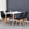 BenyLed Juego de Mesa de Comedor Rectangular y 4 Sillas, Sillas de Comedor Tapizadas y Muebles de Cocina de Juego de Comedor Estilo Madera, Negro