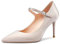 Saekcted Women High Heels Pumps Pointed-Toe Mary-Jane Stiletto Pump Evening Shoes 3 Inch Heel Nude Satin 2.5 UK