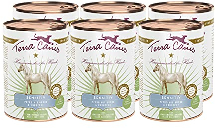 Terra Canis Pferd, Gurke & Erdbeere - Sensitiv Nassfutter, 6x400g I Premium Hundefutter für verdauungssensible Hunde I Allergenfrei, getreidearm & leicht verdaulich