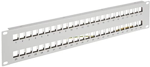 Delock Panneau de Brassage Keystone 48 Ports avec Rails de décharge 2 U Gris
