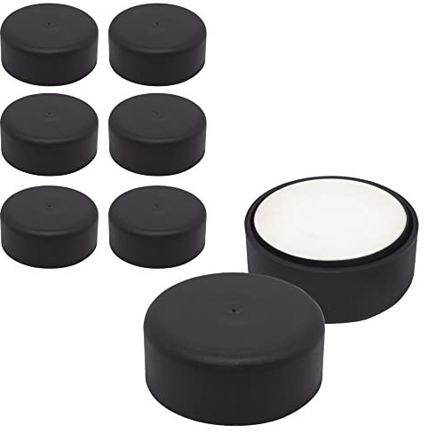 SKIR'CO Lot de 8 pieds de meubles en plastique réglables en hauteur, ronds de 55 mm, autocollants pour meubles, avec autocollants (8, noir mat)