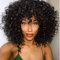 YEESHEDO Afro Perücke Schwarz Brazilian Synthetische Brasilianisches Verworrene Lockige Natürliche Haar für Frauen, Kinky Curly mit Pony kurze Perücken für Schwarze Damen