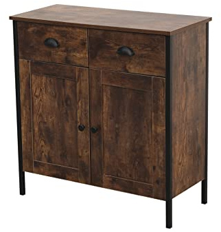 FurnitureHMD Industrial Style 3/4 Piece Set Corner TV Stand Small Side Table Rectangle Coffee Table Multipurpose Sideboard for Living Room,Bedroom,Hallway (single-two-door and two-drawer sideboard)