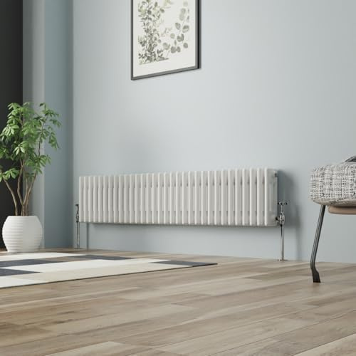 NRG Column Radiator Gloss White 300x1462mm Triple Cast Iron Rads | Traditional, Interior Designer Horizontal Bathroom Radiator, Central Heating, Wall Mounted, for Living Room, Kitchen, Bedroom
