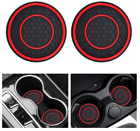2 PCS Car Cup Holder Coaster,Car Coasters Cup Mats,2.75 Inch Universal Car Cup Coasters,Non-Slip Anti Dust Mats Cup Holder Insert Coaster, Suitable for Most Car Interior (Red)