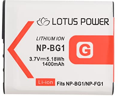 LOTUS POWER NPBG1 NP-BG1 Batterie 1400mAh 3,7V Haute Capacité, Batterie de Remplacement NPFG1 NP FG1 pour Caméra Sony Cyber-Shot DSC-W35 / DSC-N1 / DSC-T100 / DSC-HX30V / DSC-HX9V / DSC-WX10