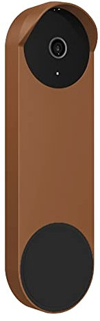 Silicone Doorbell Case Google Nest Hello Doorbell (Wired) 2022 Cover Weatherproof Protective Nest Doorbell Silicone Skin Case (Brown)