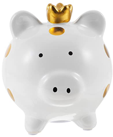 Homoyoyo Krone Sparschwein Süßes Sparschwein Geld Sparender Topf Geld Sparen Glas Geld Sparende Bank Vintage Münzbanken Schweine-münzbank Spardose Weiß Kind Tier Keramik Dekorationen