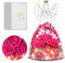 Faneeyo Engel Geschenke für Frauen, DREI Konservierte Blume Rosen in Glas Engel Geburtstagsgeschenk für Sie, Engel Rose Figuren Geschenk für Valentinstag Muttertag Weihnachten.Heißes Rosa