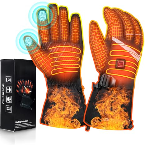 Beheizbare Handschuhe für Herren Damen - beheizte handschuhe 7.4V/2 x 5000mAh elektrisch warme Winter-Motorradhandschuhe, Fahrradhandschuhe und Skihandschuhe mit akku und 2-in-1 USB-Anschluss (L)