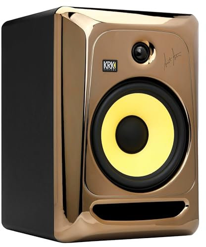KRK Enceinte de Monitoring 8, modèle Classic 8ss édition limitée KRK signée Scott S - Puissance Totale :100 Watts - modèle Signature - façade Chrome doré - Moniteur Actif de Studio - (Vendu pièce) -